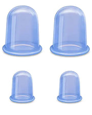 Silicone cupping set four vacuum suction cups two sizes 2.9x2.7 in and 2.2x2 in medical grade silicone