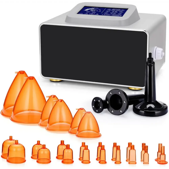 Vacuum Therapy Machine Touch Screen - Vacuum Cupping Kit Manual Massager Scraping Therapy Set with 24 Cups and 3 Massage Rollers
