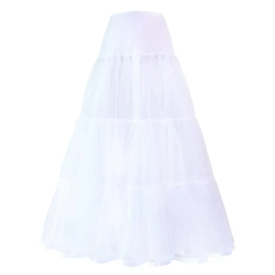 Vanrose Jan Tiered Skirt Women Lightweight Ankle Length Bridal Wedding Long Dress Slips (S/M White)