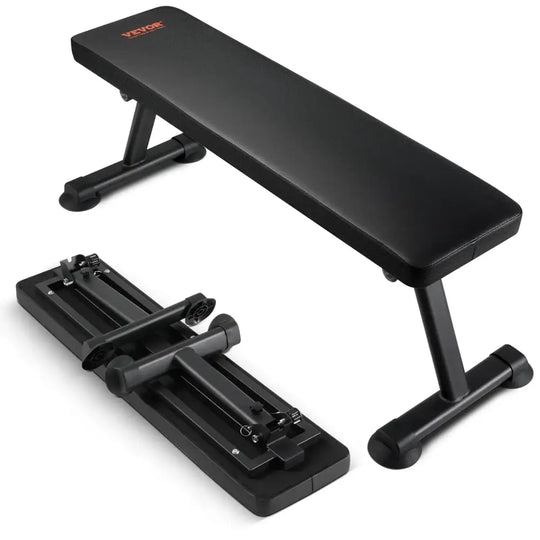 VEVOR Flat Weight Bench Foldable Strength Training Bench Utility Workout Bench for Full Body Workout 1000 LBS Press Bench for Home Gym Exercise for Multi-Purpose Weight Training and Ab Exercises