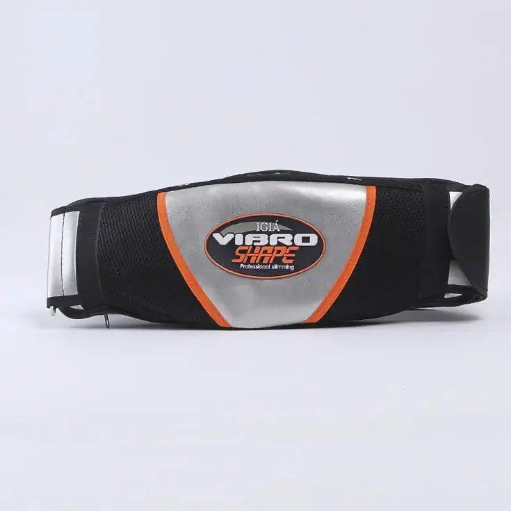 Black and silver igi&a vibro shape professional slimming belt with orange trim.
