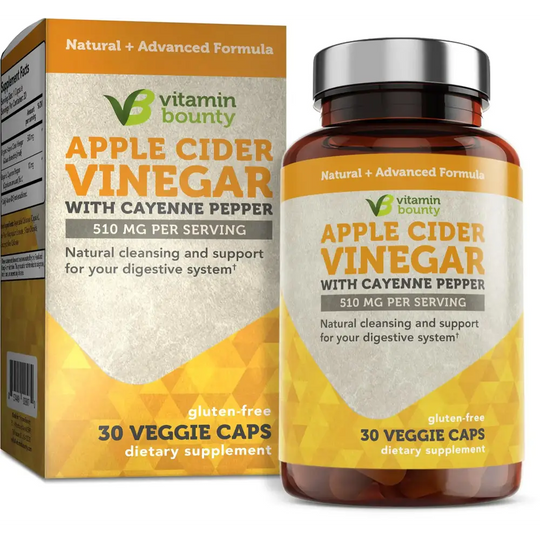 Vitamin Bounty Apple Cider Vinegar Capsules - Apple Cider Vinegar Pills with Cayenne Pepper Capsules Organic Apple Cider Vinegar with Mother ACV Capsules Digestive Support - 510mg 30 Capsules