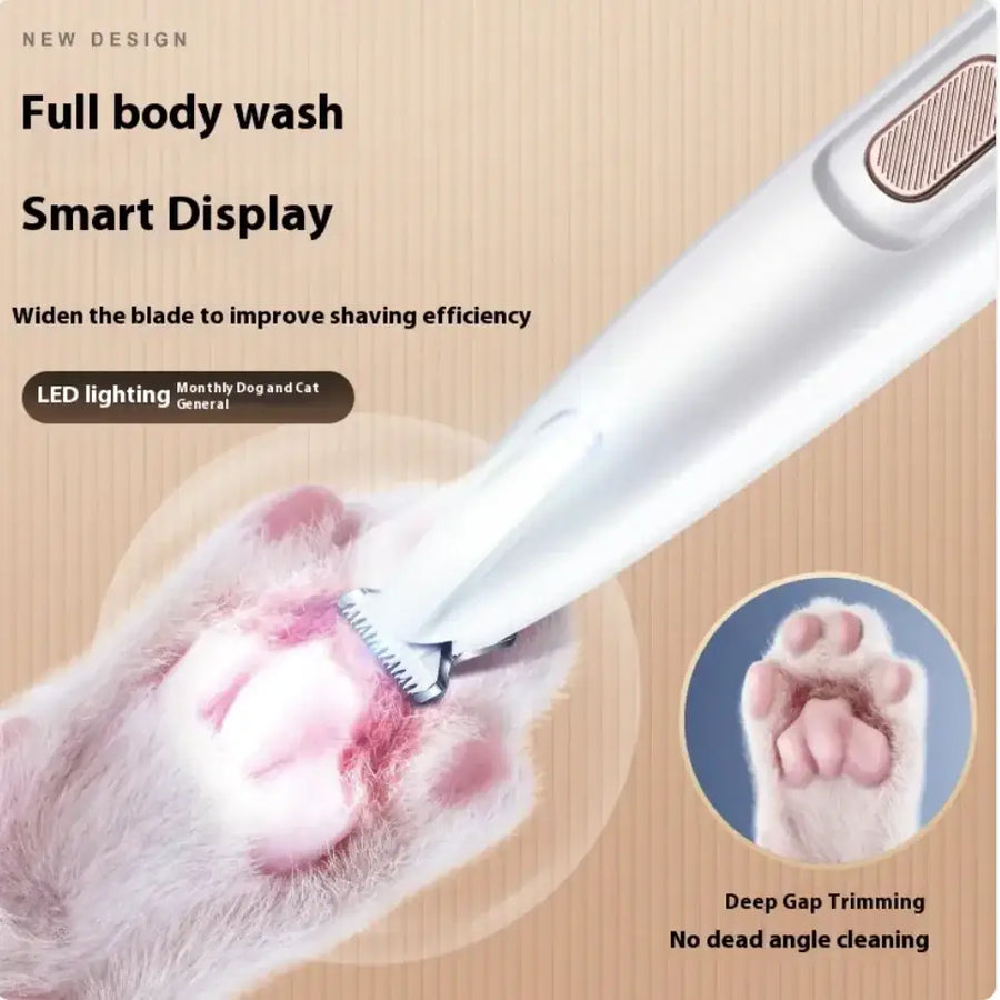 Waterproof Dog Paw Trimmer with LED Light and Display