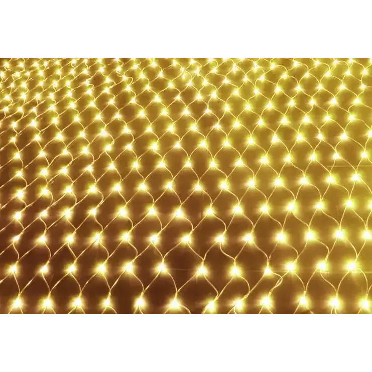 Golden string lights arranged in a diamond pattern.