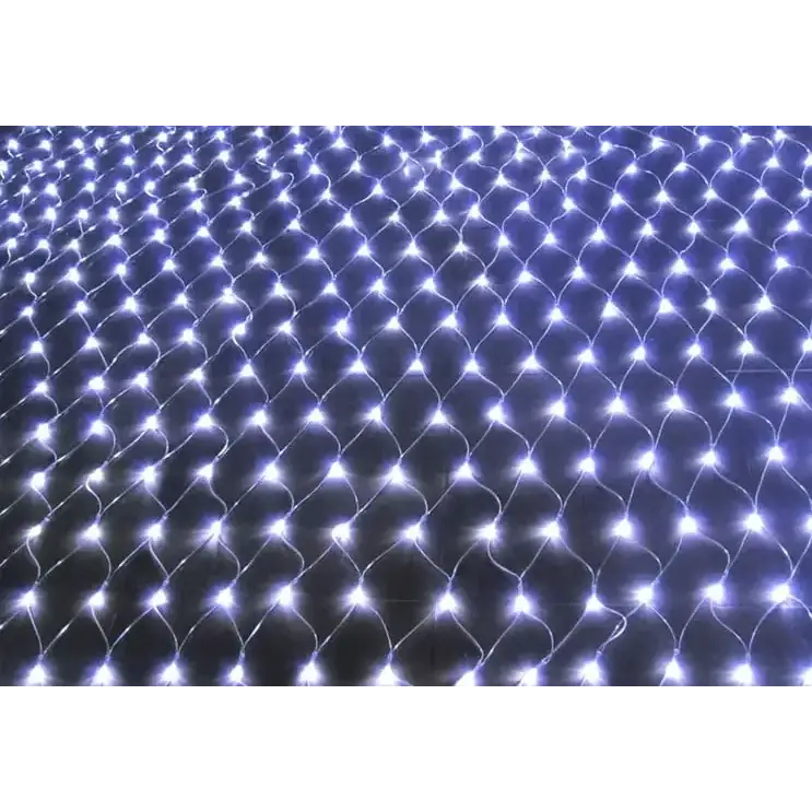 White led lights arranged in a diamond pattern on a dark mesh net.