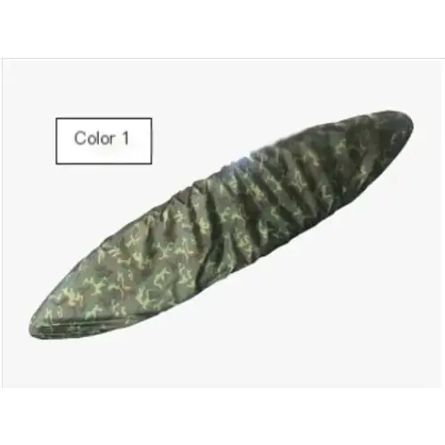 Green camouflage-patterned sleeping bag cover.