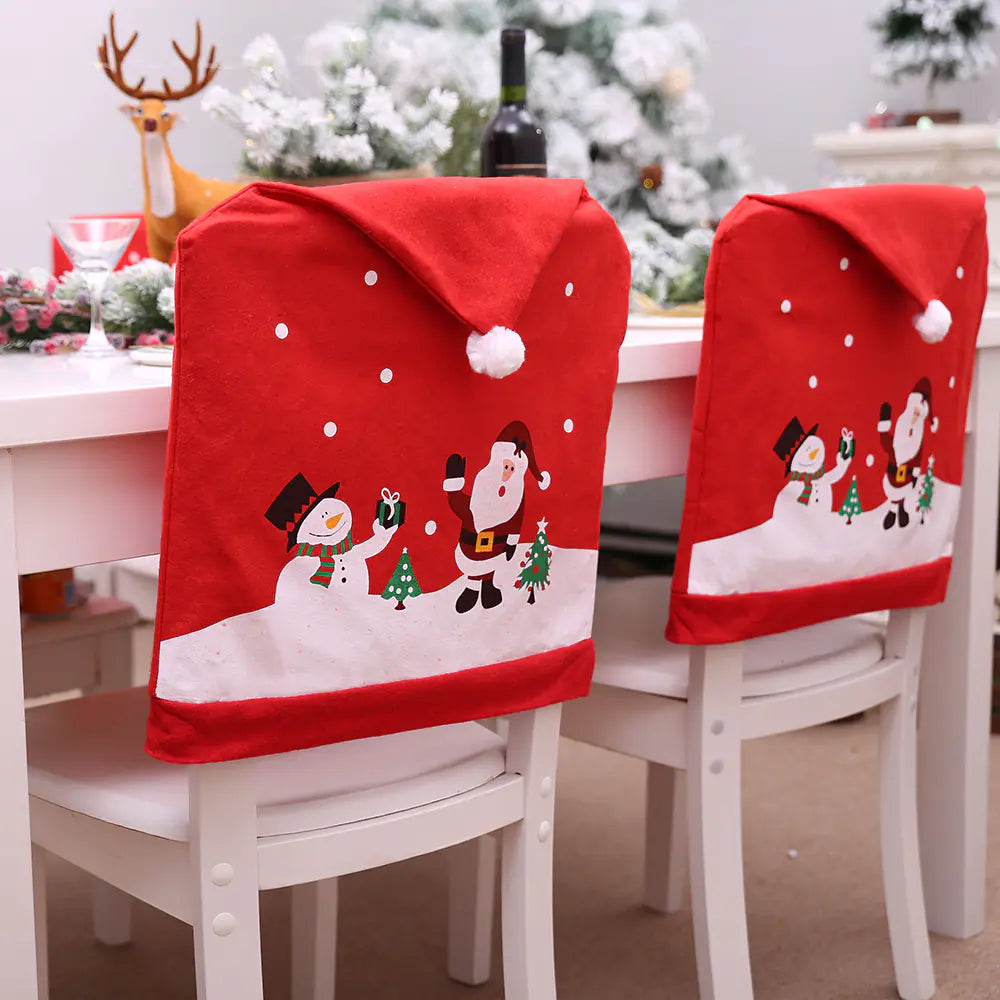 Christmas Non-Woven Fabric Chair Covers with Snowman Design - Joomcy