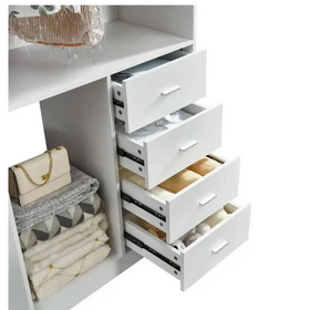 White Wood Closet System Storage Stand-Alone Wardrobe with 4 Drawers Closet Organizer Armoires and Wardrobeswith Hanging Rod 31.5"W x 15.7"D x 70.8"H