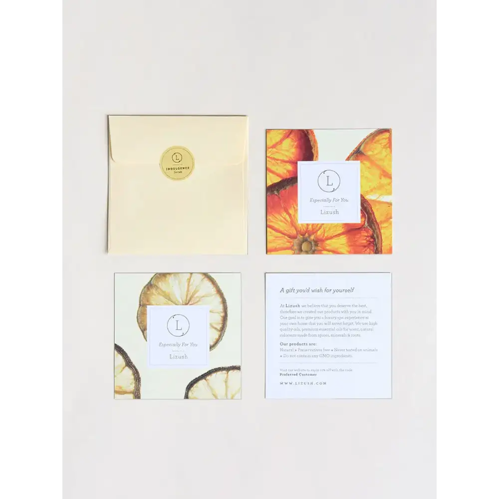 Cream-colored envelope with a gold circular seal bearing the lush logo.