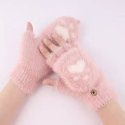 Winter Cat Claw Knit Gloves