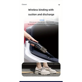 Black wireless handheld vacuum cleaner with transparent dust collection chamber and flexible nozzle.