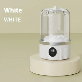 White electric yogurt maker with clear glass lid and digital display.