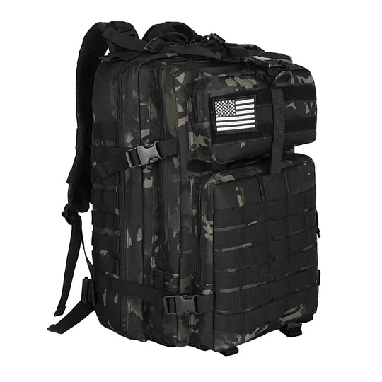 WOLT | Tactical Backpack for Men 45L Military Backpack Large 3 Day Assault Pack Molle Rucking Backpack for Hiking Survival Camouflage Black
