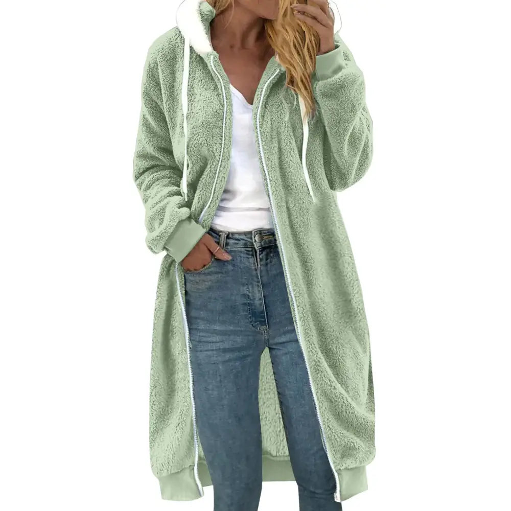 Women's Double-sided Plush Fur Hooded Mid-length Coat