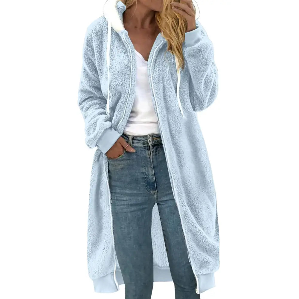 Women's Double-sided Plush Fur Hooded Mid-length Coat