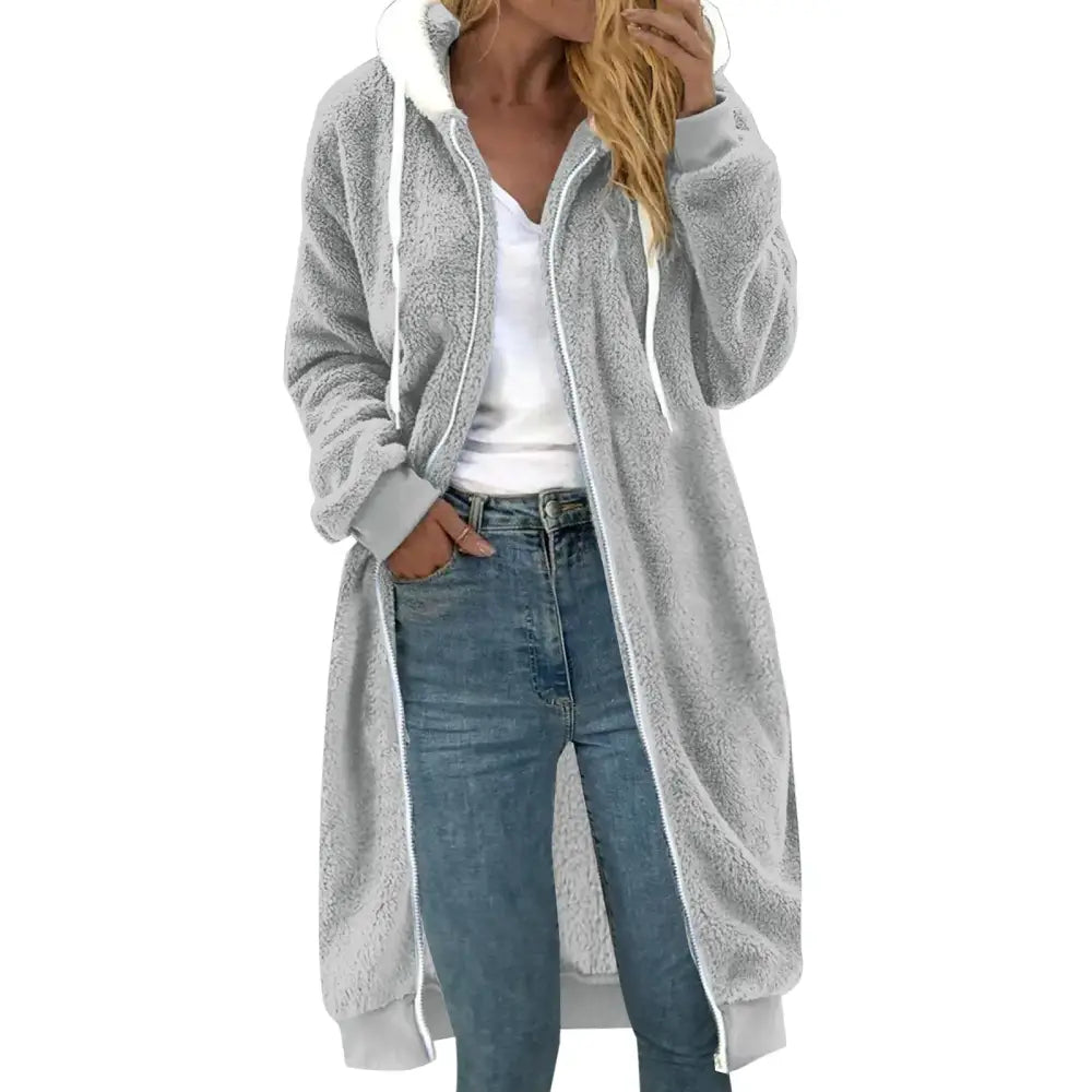 Women's Double-sided Plush Fur Hooded Mid-length Coat