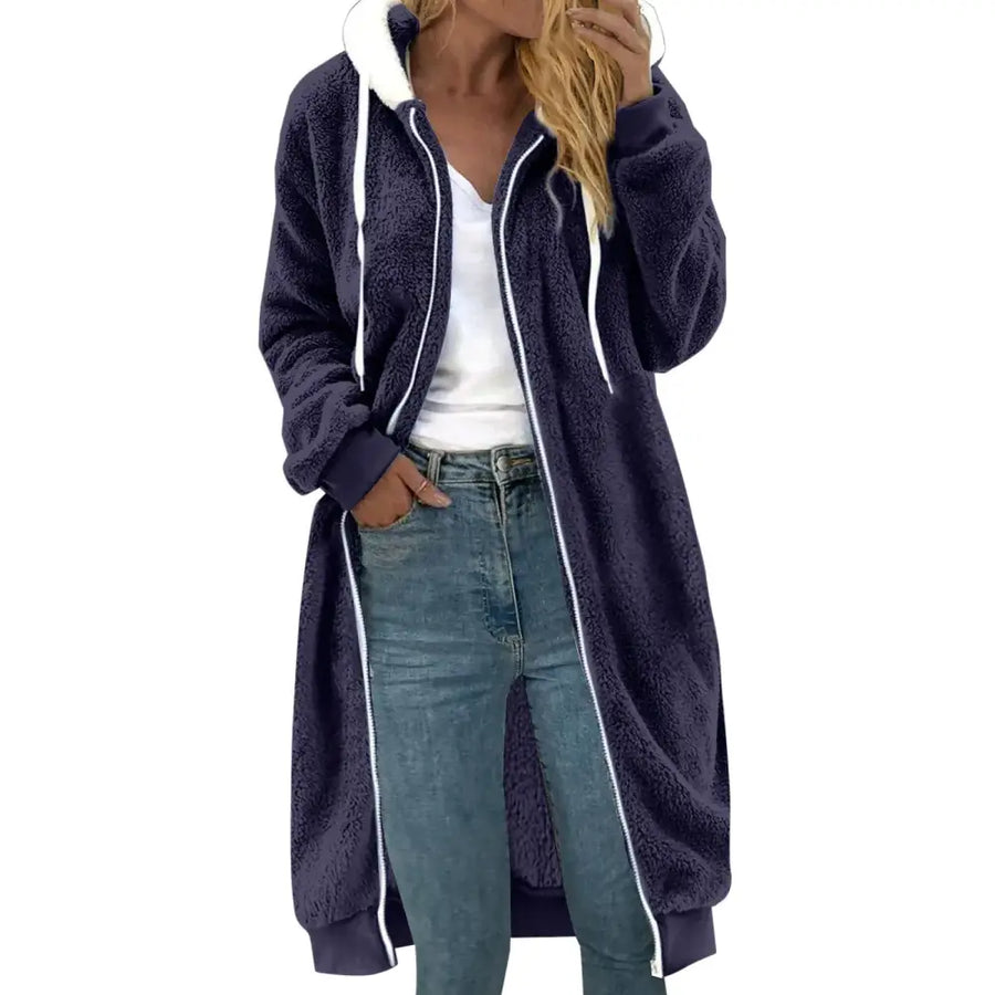 Women's Double-sided Plush Fur Hooded Mid-length Coat