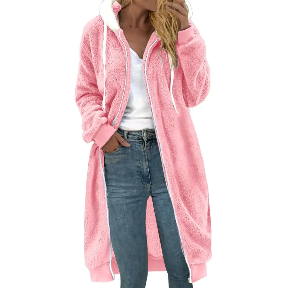 Women's Double-sided Plush Fur Hooded Mid-length Coat