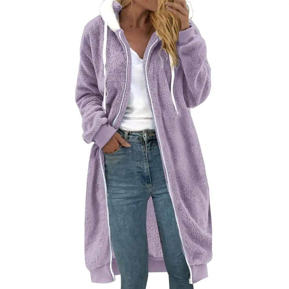 Women's Double-sided Plush Fur Hooded Mid-length Coat
