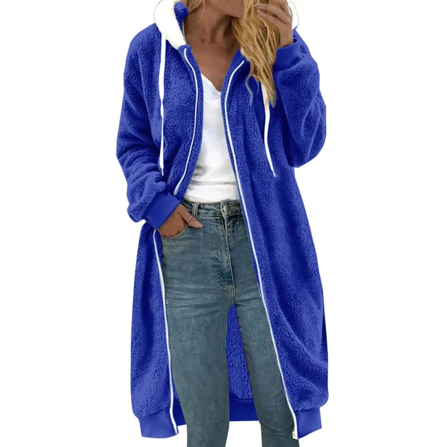 Women's Double-sided Plush Fur Hooded Mid-length Coat