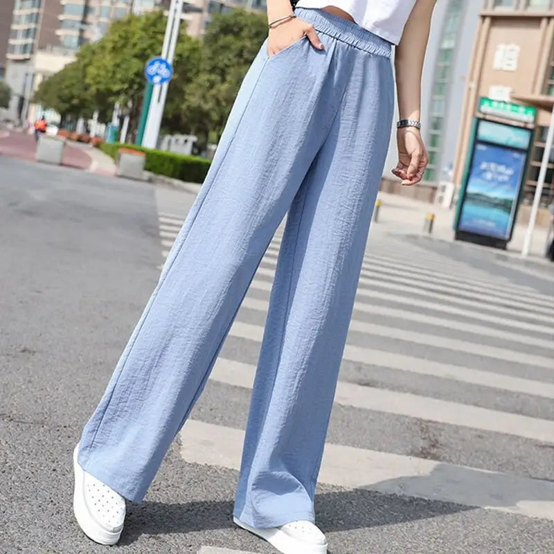 Women's High Waist Loose Cotton Linen Wide-leg Pants