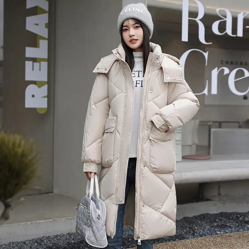 Women's Long Down Cotton Coat - Loose Winter Jacket 2023