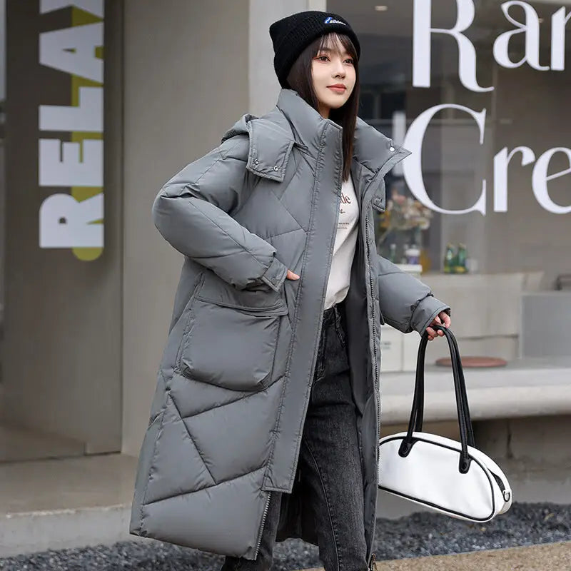 Women's Long Down Cotton Coat - Loose Winter Jacket 2023
