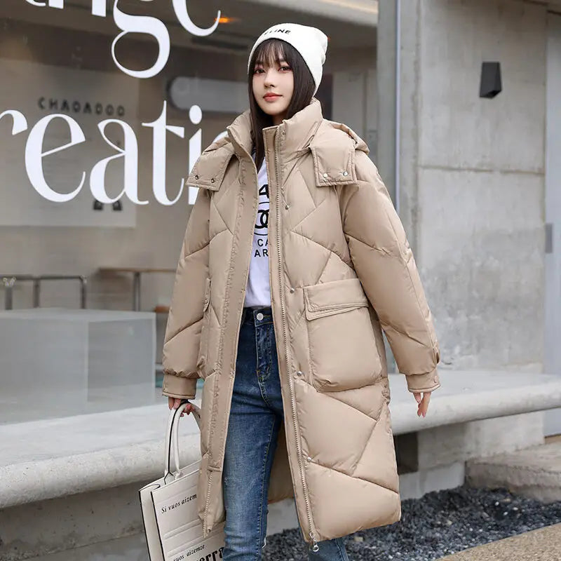 Women's Long Down Cotton Coat - Loose Winter Jacket 2023