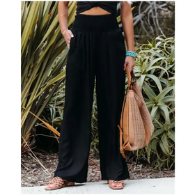 Women's Pants Casual Wide Leg Cotton Linen Loose Trousers