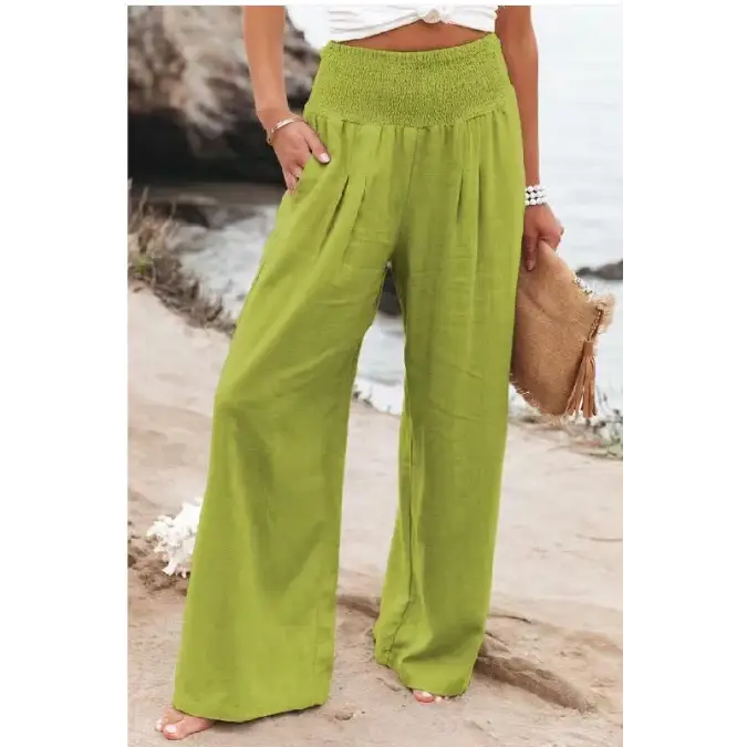 Women's Pants Casual Wide Leg Cotton Linen Loose Trousers