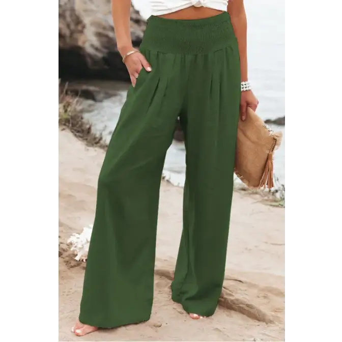 Women's Pants Casual Wide Leg Cotton Linen Loose Trousers