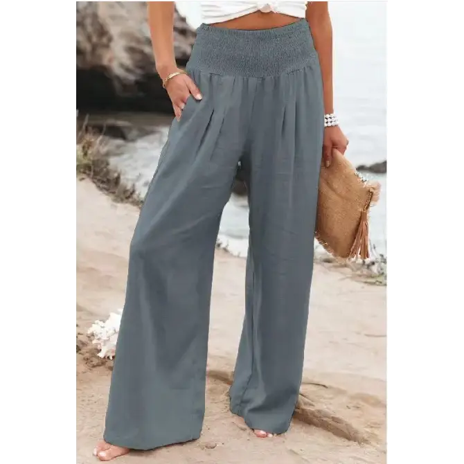 Women's Pants Casual Wide Leg Cotton Linen Loose Trousers