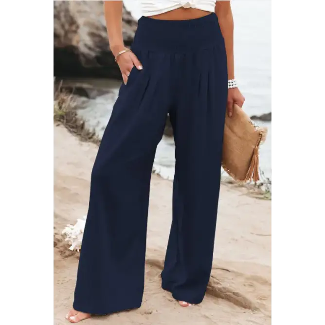 Women's Pants Casual Wide Leg Cotton Linen Loose Trousers