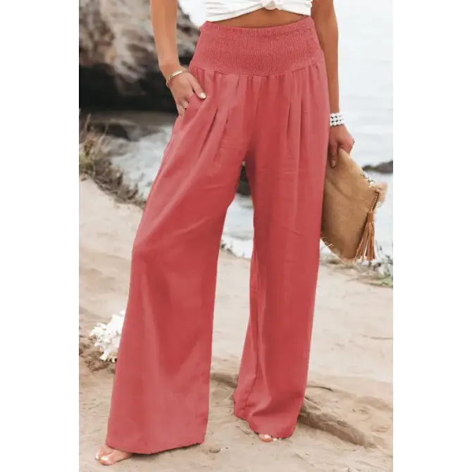 Women's Pants Casual Wide Leg Cotton Linen Loose Trousers