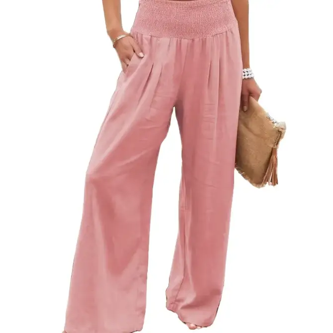 Women's Pants Casual Wide Leg Cotton Linen Loose Trousers