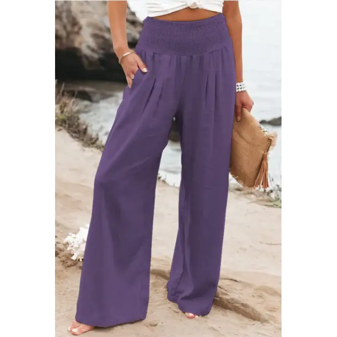 Women's Pants Casual Wide Leg Cotton Linen Loose Trousers