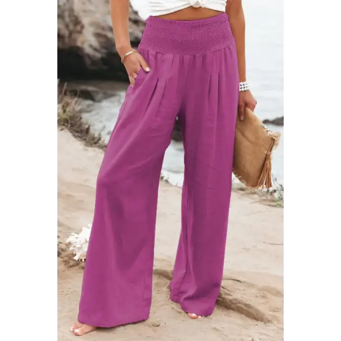 Women's Pants Casual Wide Leg Cotton Linen Loose Trousers