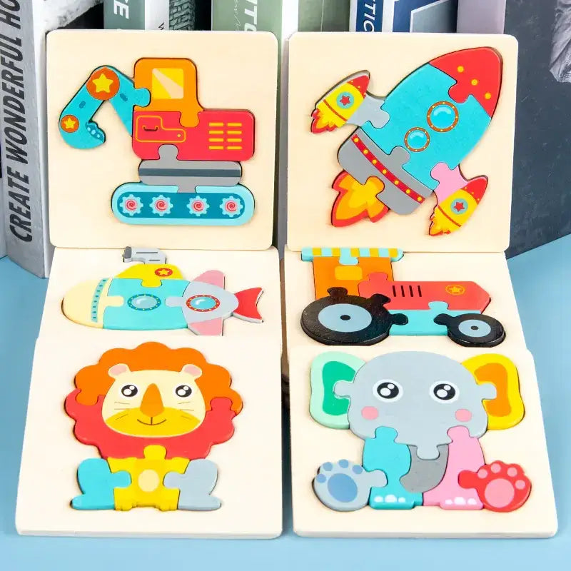 Wooden Geometric 3D Puzzle for Kids Aged 1-3