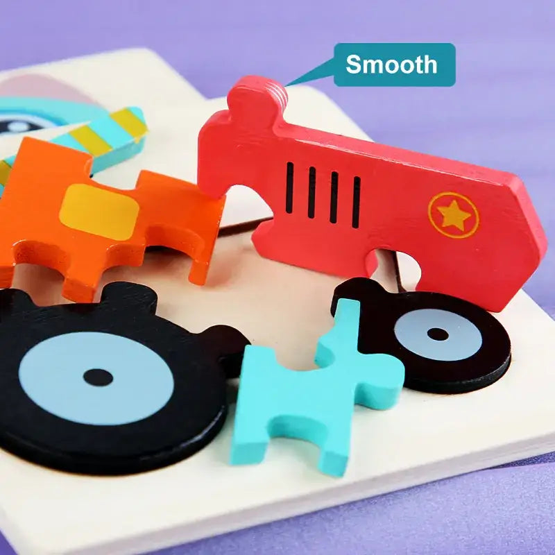 Wooden Geometric 3D Puzzle for Kids Aged 1-3