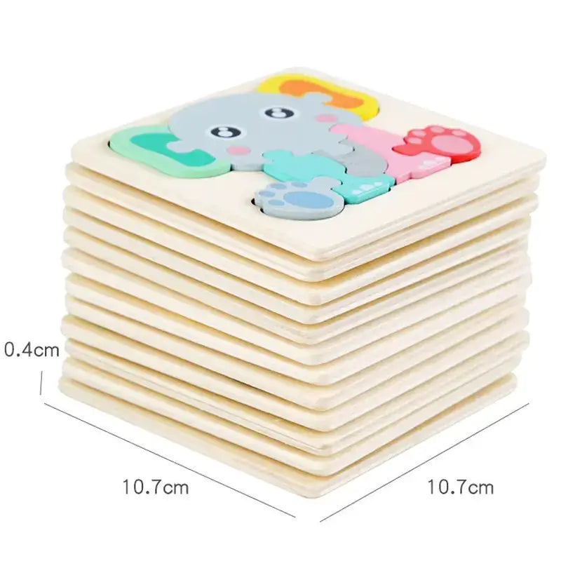 Wooden Geometric 3D Puzzle for Kids Aged 1-3