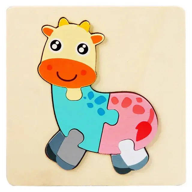 Wooden Geometric 3D Puzzle for Kids Aged 1-3