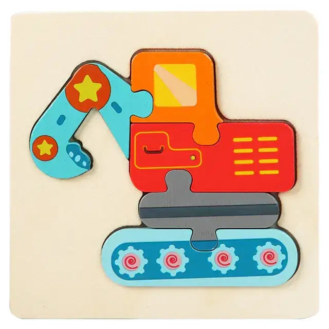 Wooden Geometric 3D Puzzle for Kids Aged 1-3