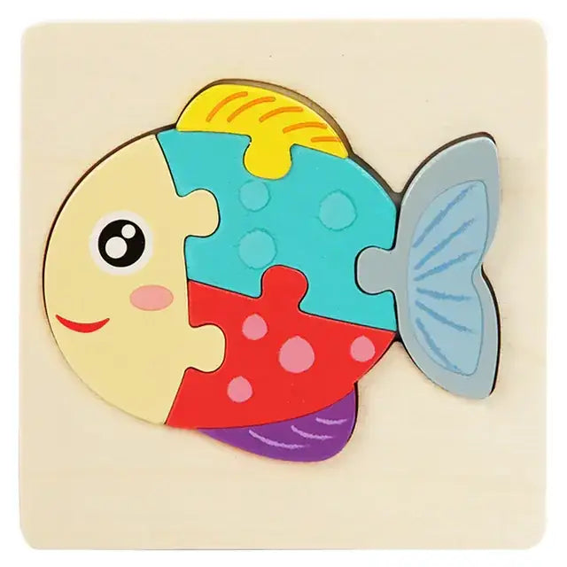 Wooden Geometric 3D Puzzle for Kids Aged 1-3