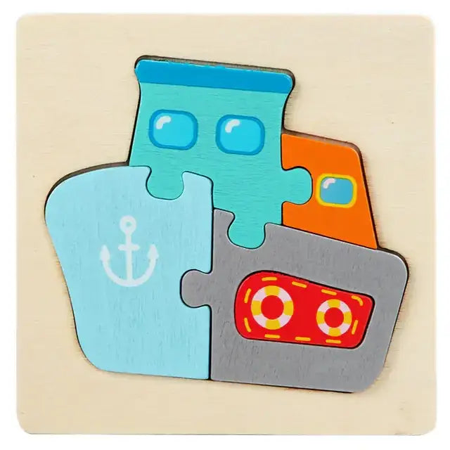 Wooden Geometric 3D Puzzle for Kids Aged 1-3