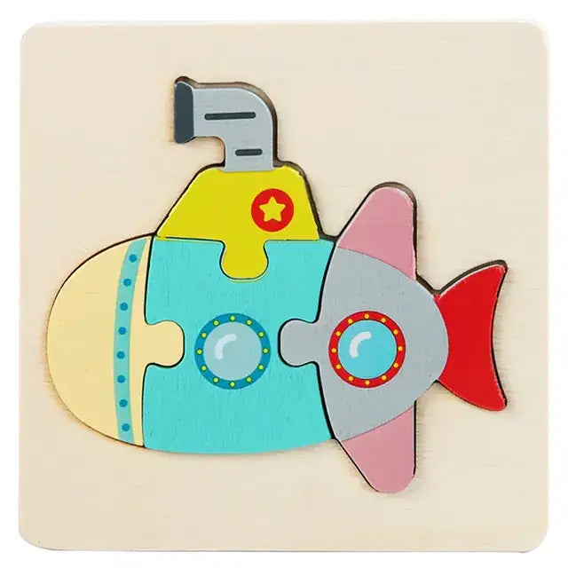 Wooden Geometric 3D Puzzle for Kids Aged 1-3