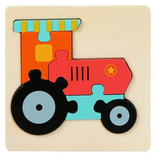 Wooden Geometric 3D Puzzle for Kids Aged 1-3