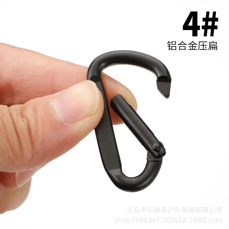D-Shaped All-Black Aluminum Carabiner Keychain Accessory - Joomcy