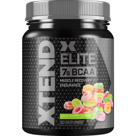 XTEND Elite BCAA Powder Sour Gummy | Sugar Free Post Workout Muscle Recovery Drink with Amino Acids | 7g BCAAs for Men & Women| 30 Servings