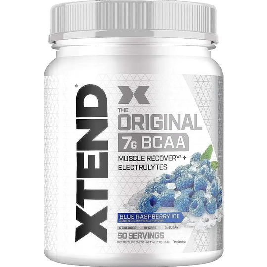 XTEND Original BCAA Powder Blue Raspberry Ice | Sugar Free Post Workout Muscle Recovery Drink with Amino Acids | 7g BCAAs for Men & Women | 50 Servings