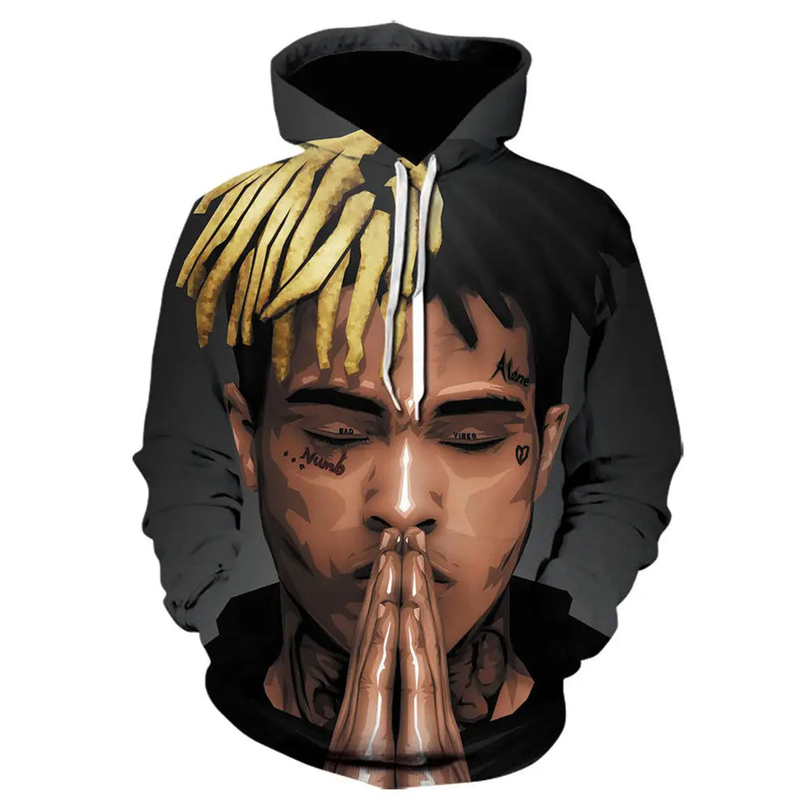 XXXTentacion 3D Digital Print Hoodie - Casual Loose Fit